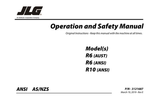 JLG R10 R6 Scissor Lift Maintenance Operation Operators Manual