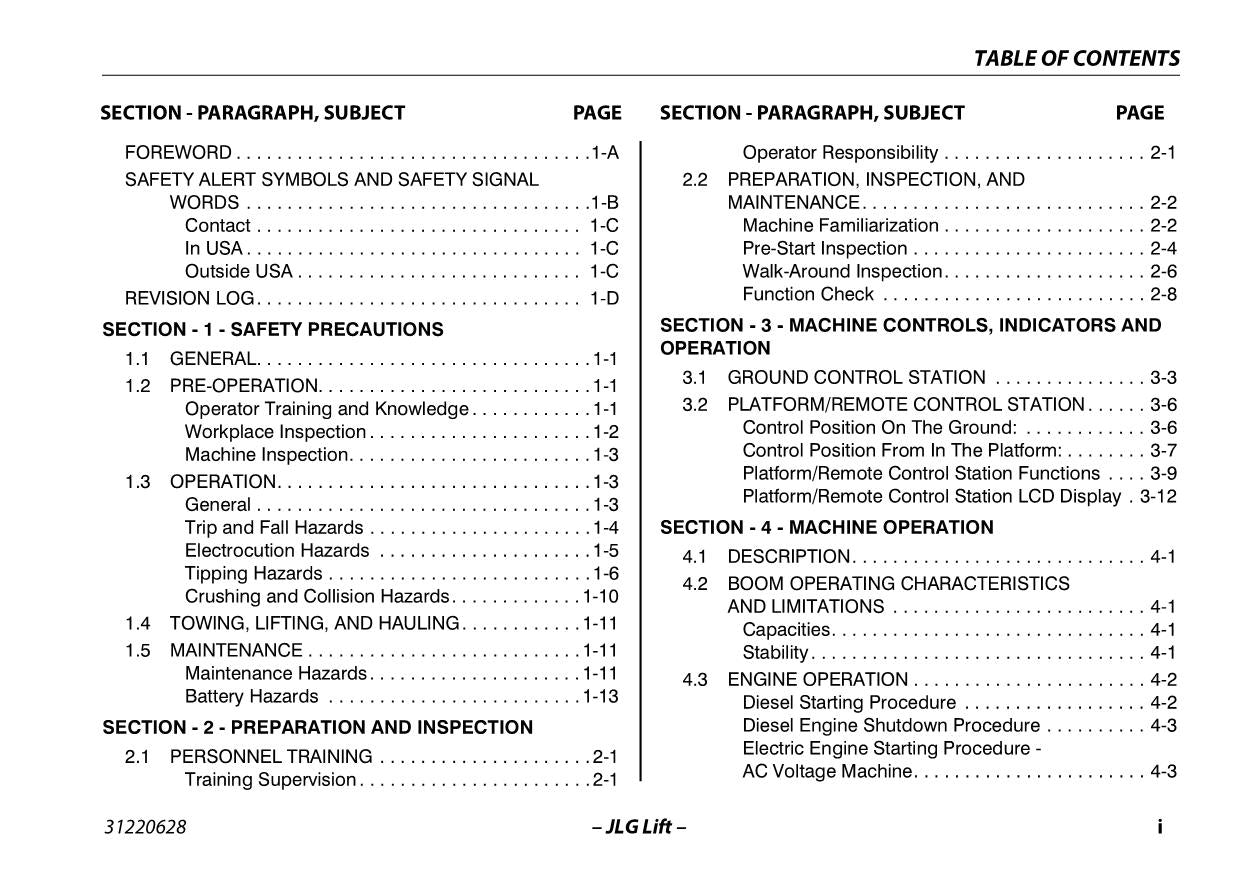 JLG X13SJN X13SJP Compact Crawler Boom Maintenance Operation Operators Manual