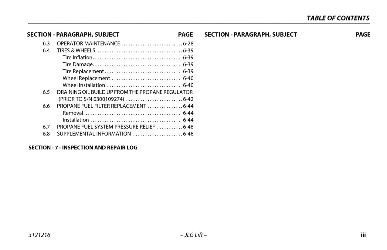 JLG 400S 460SJ Boom Lift Maintenance Operation Operators Manual 3121216