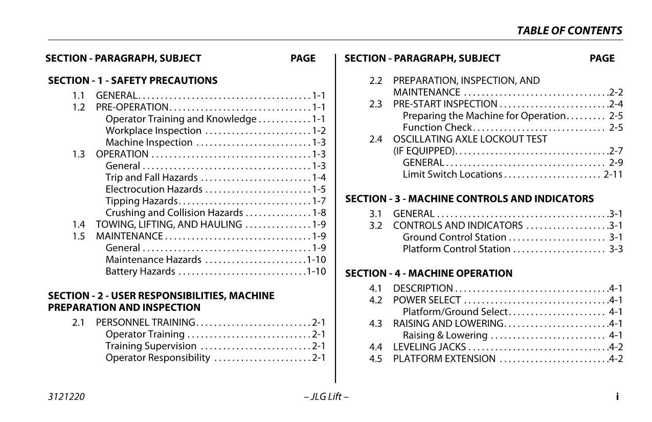 JLG 3369LE 4069LE M3369 M4069 Scissor Lift Operators Manual 3121220