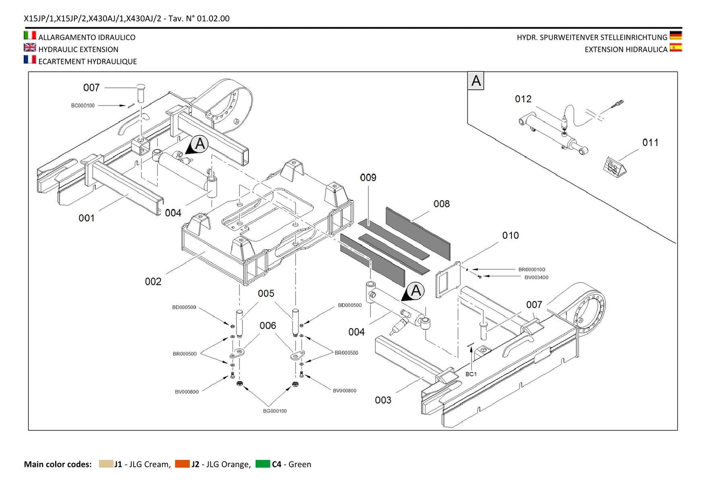 JLG GEN1 X15JP GEN1 430AJ Compact Crawler Boom Parts Catalog Manual Multi lang