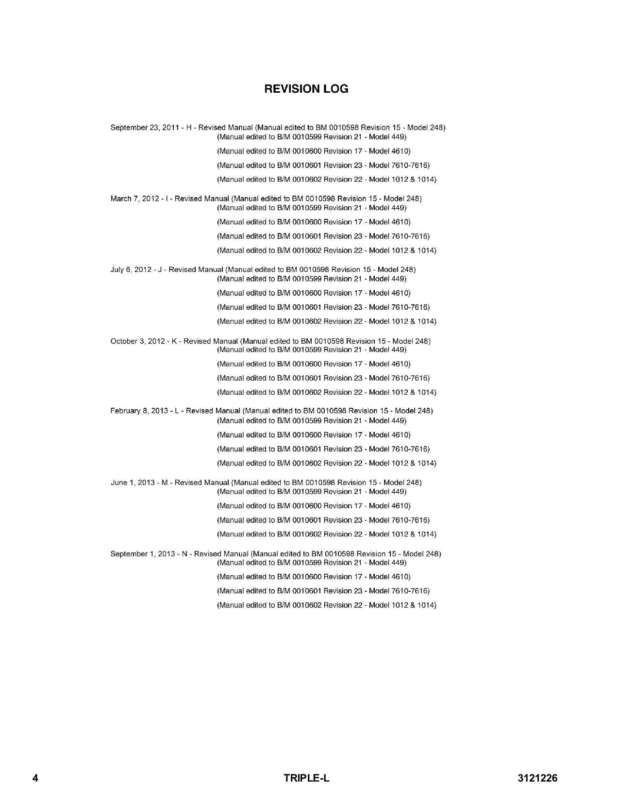 JLG 1012 1014 248 449 4610 7610 7612 7614 7616 Trailer Parts Catalog Manual