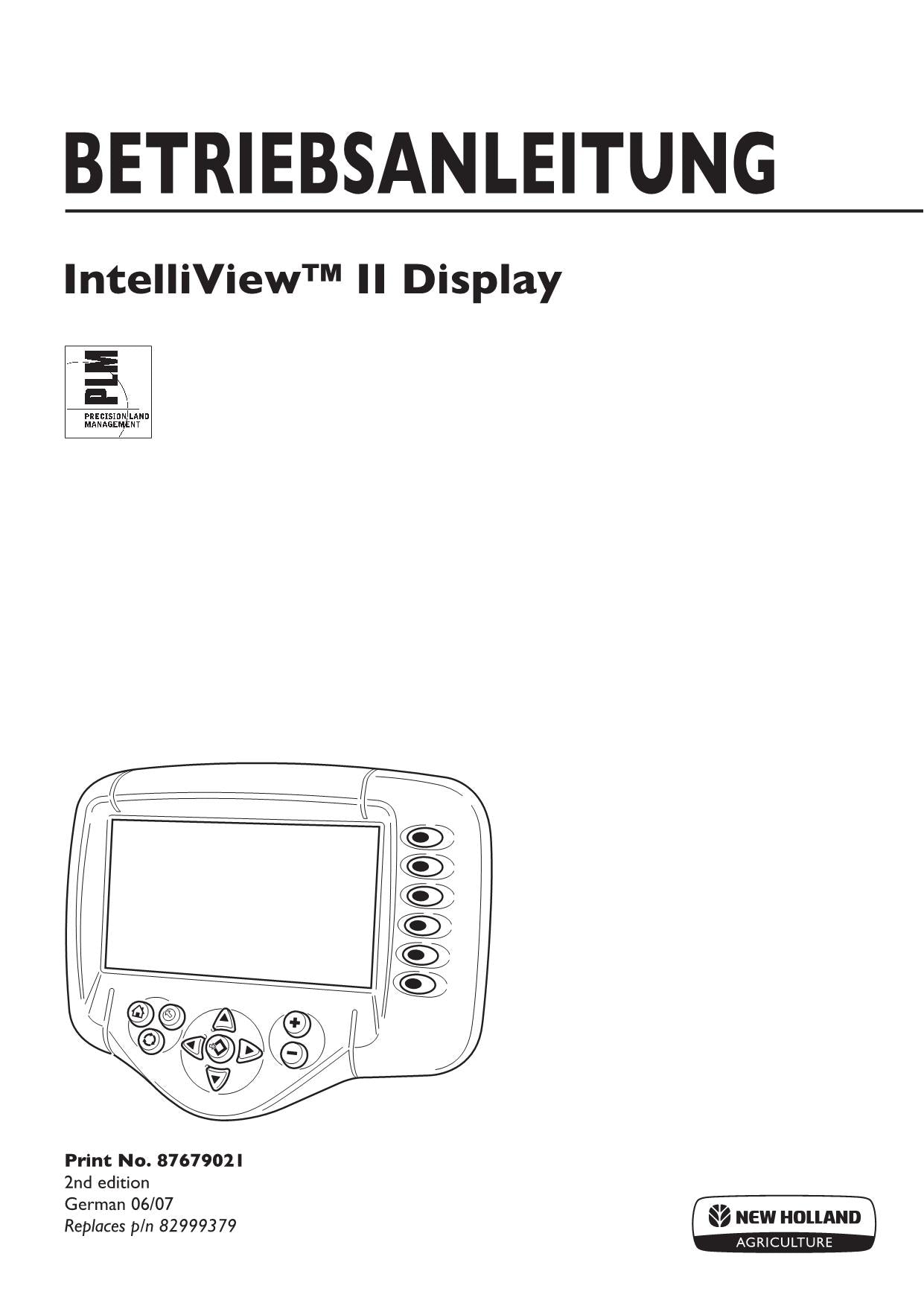 New Holland IntelliView II Display Betriebsanleitung