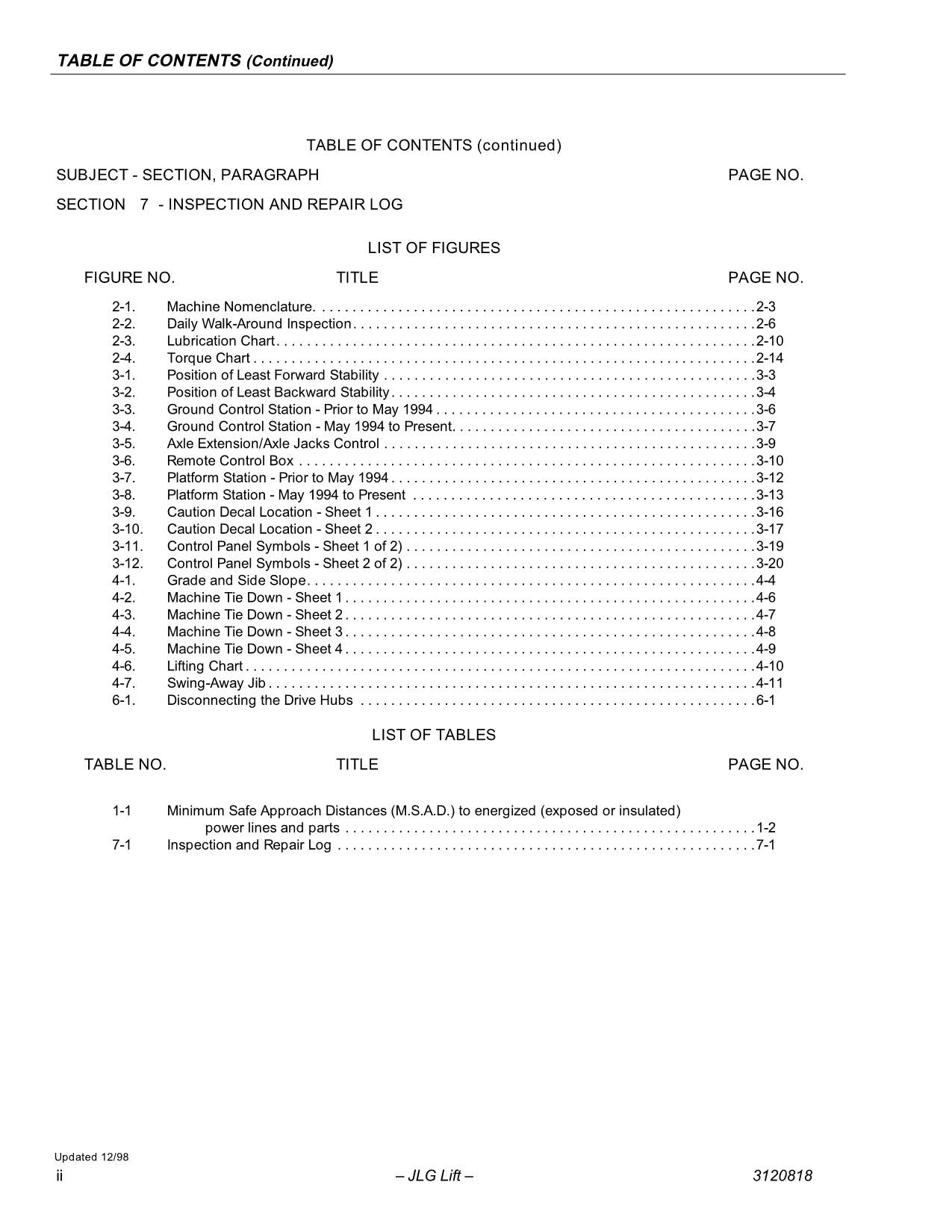 JLG 120HX Boom Lift Maintenance Operation Operators Manual 3120818