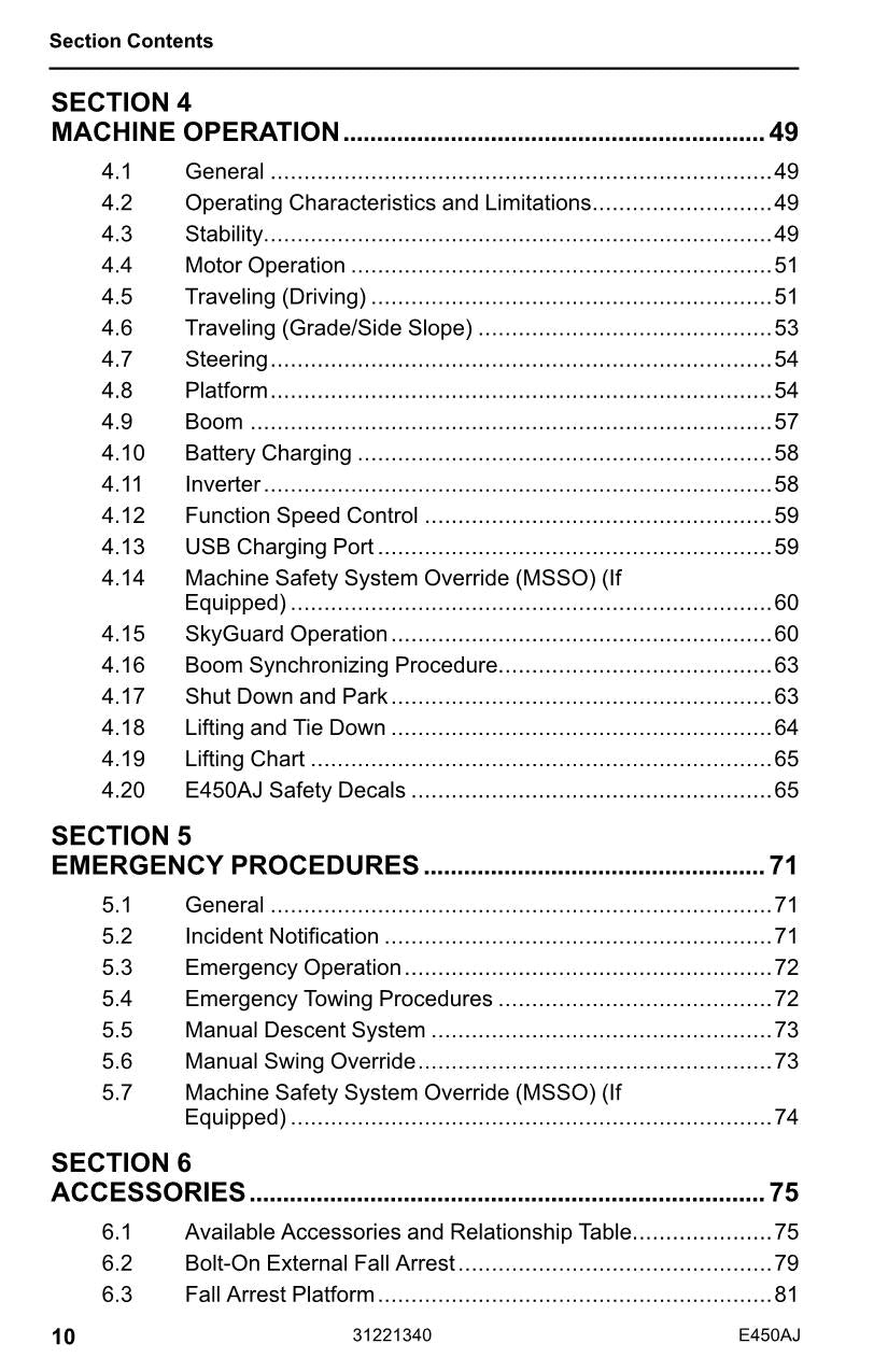 JLG E450AJ Boom Lift Maintenance Operation Operators Manual 31221340