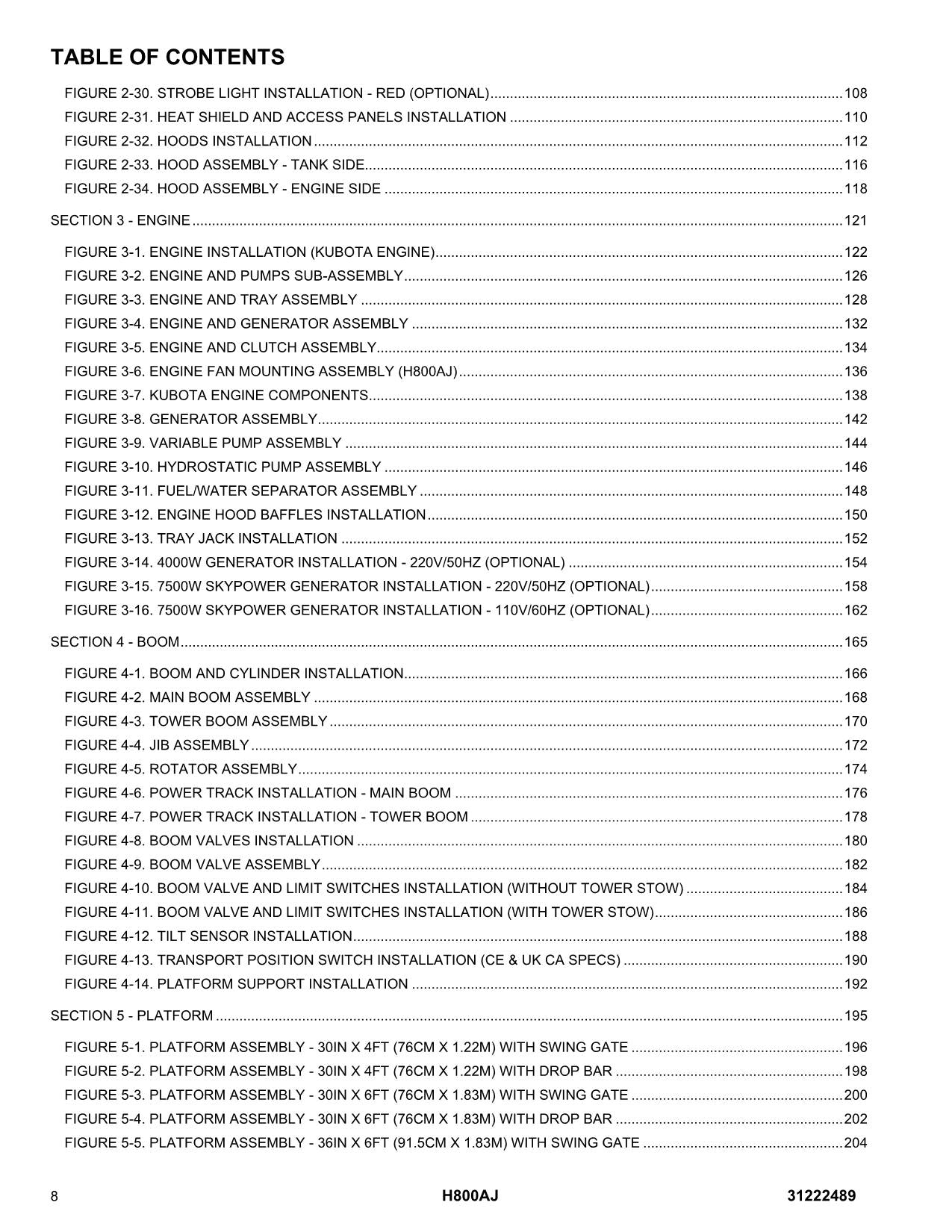 JLG H800AJ Boom Lift Parts Catalog Manual 31222489