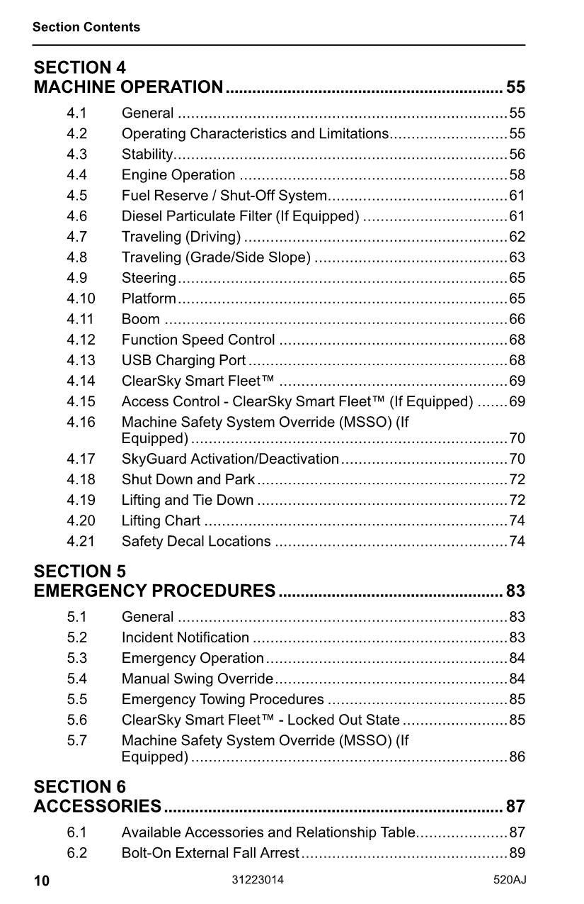 JLG 520AJ Boom Lift Maintenance Operation Operators Manual 31223014