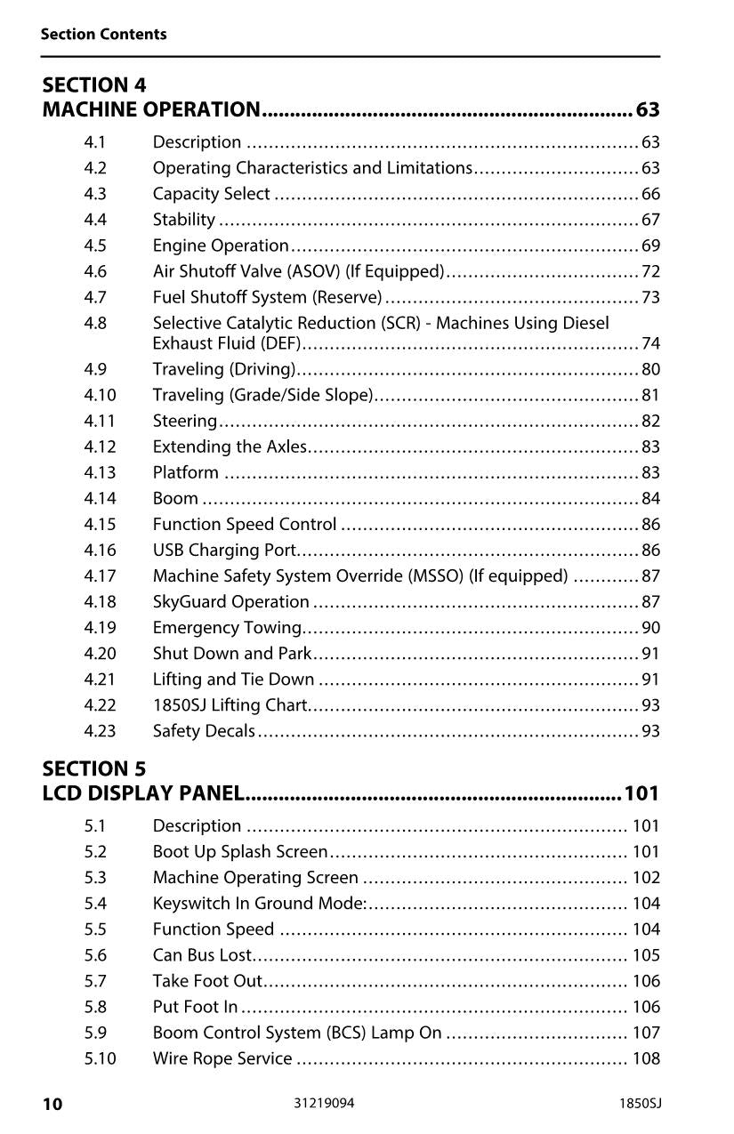 JLG 1850SJ Boom Lift Maintenance Operation Operators Manual 31219094