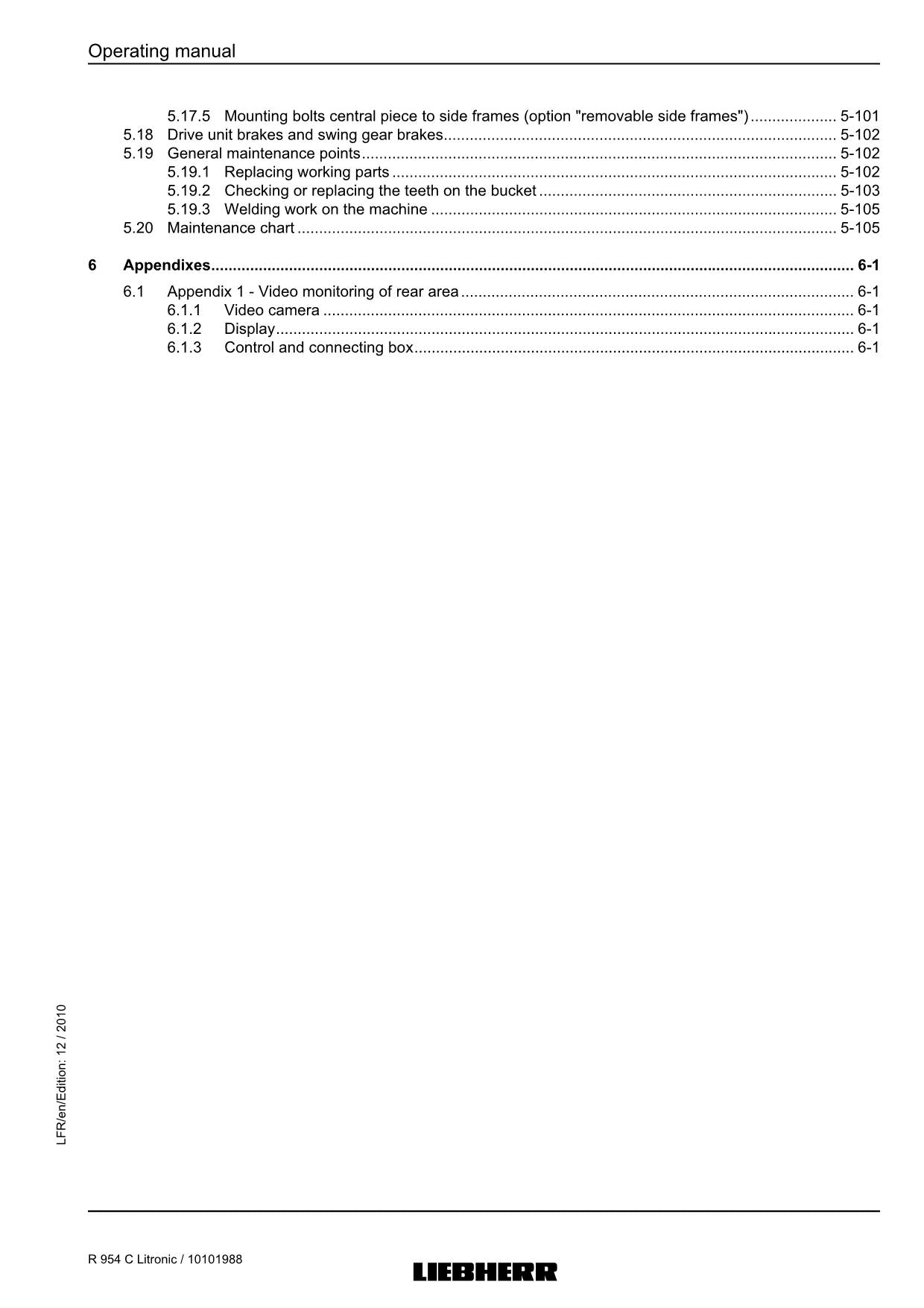 Liebherr R954 C Litronic Excavator Operators manual serial 27700