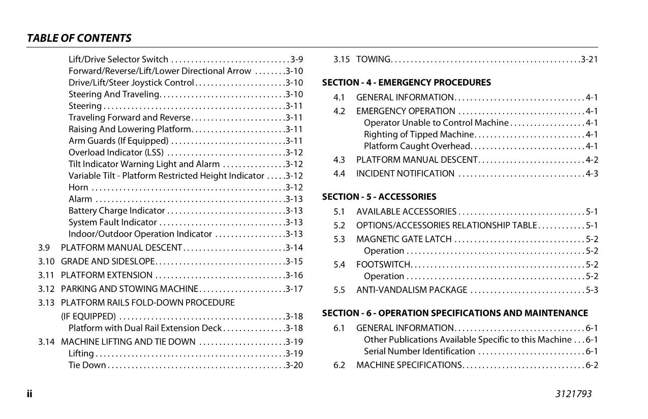 JLG ES1330L ES1530L Scissor Lift Maintenance Operation Operators Manual 3121793