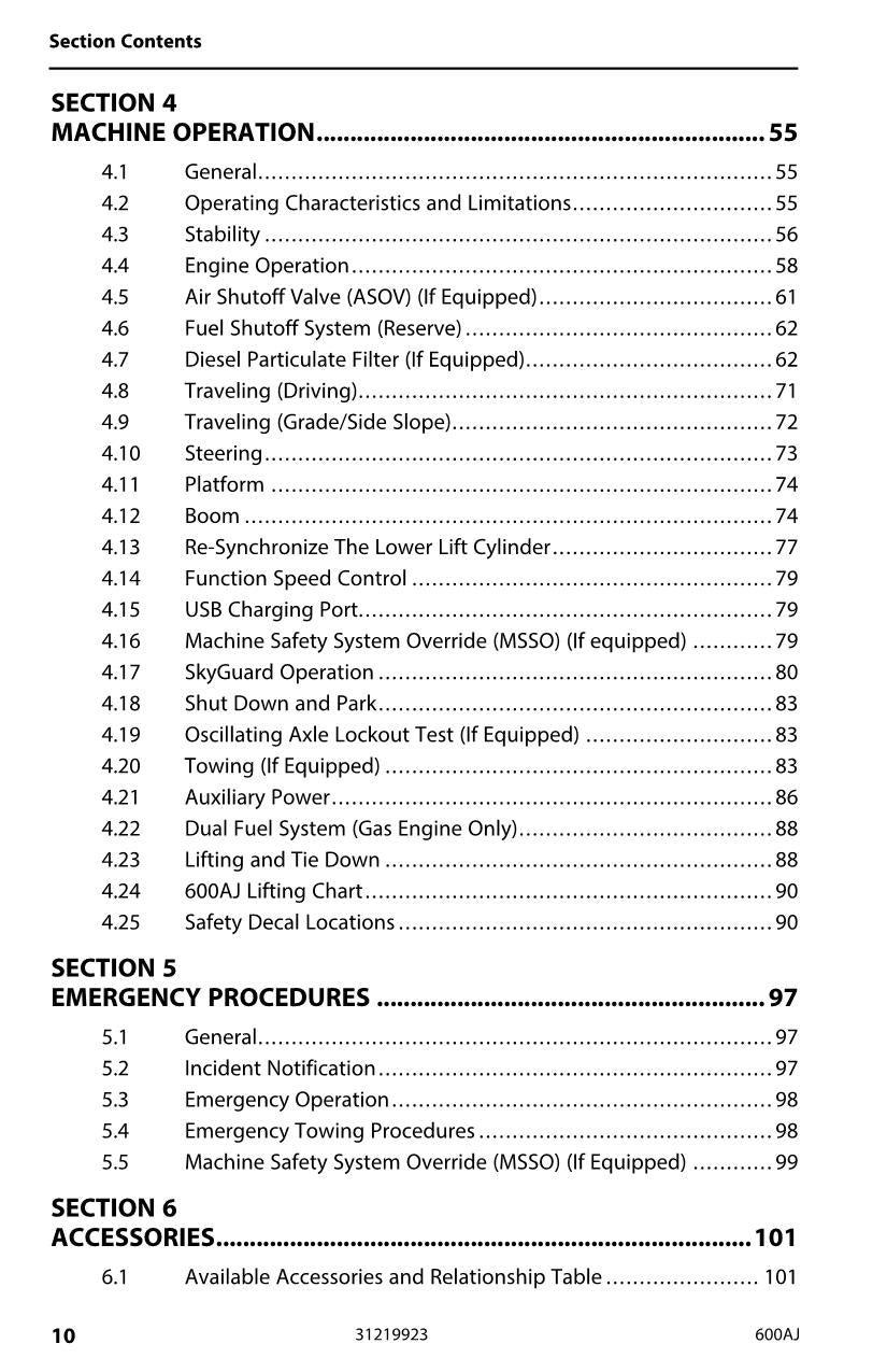 JLG 600AJ Boom Lift Maintenance Operation Operators Manual 31219923