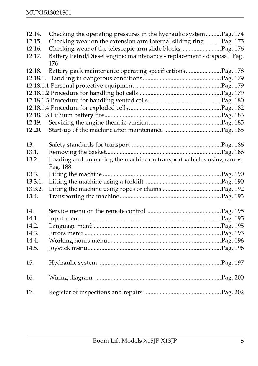 JLG X13JP X15JP Compact Crawler Boom Maintenance Operation Operators Manual