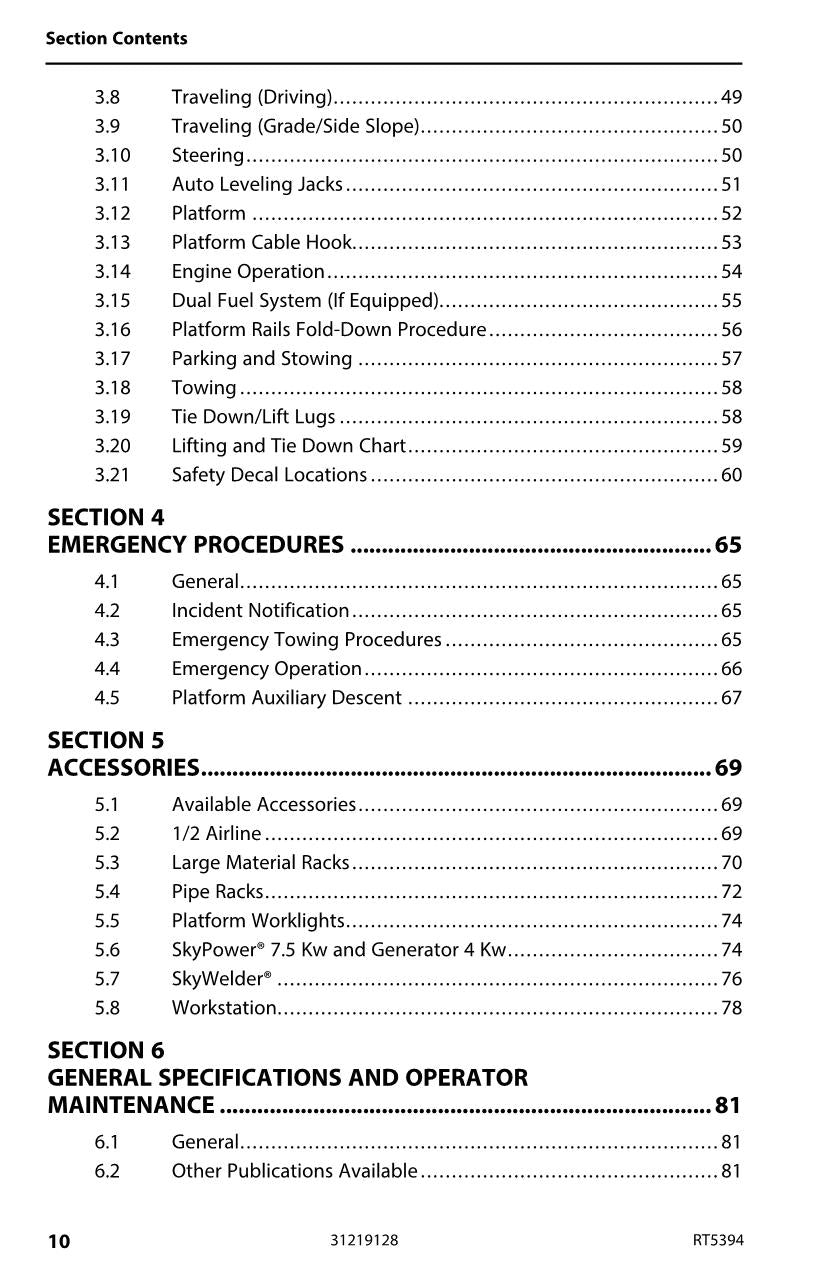 JLG RT5394 Scissor Lift Maintenance Operation Operators Manual 31219128