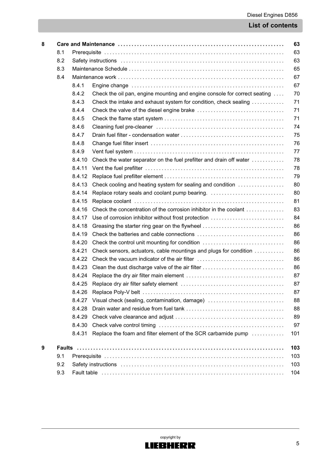 Liebherr D856 engine Operators manual