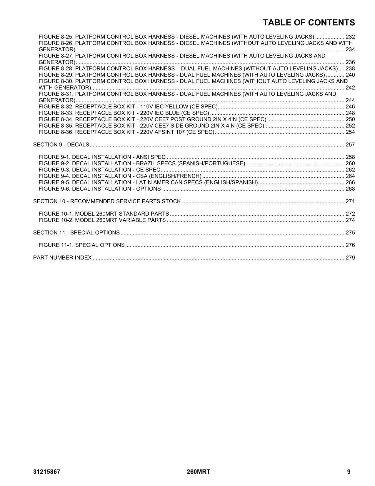 JLG 260MRT Scissor Lift Parts Catalog Hard Copy Manual