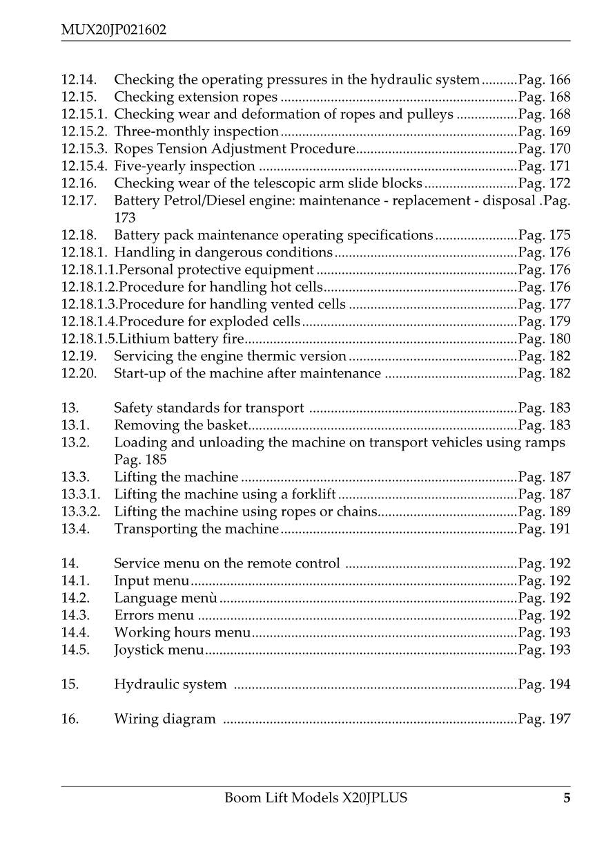 JLG X20JP Compact Crawler Boom Maintenance Operation Operators Manual