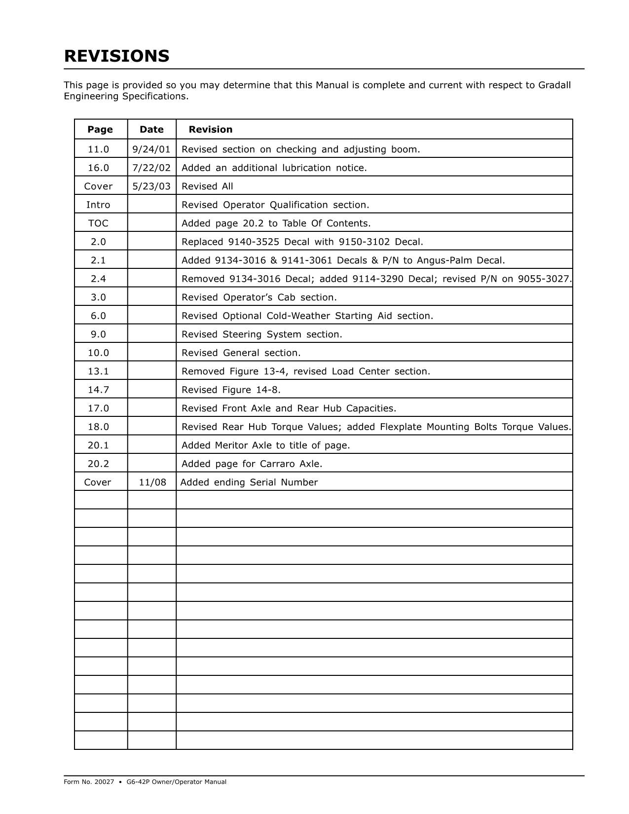 GRADALL JLG G6-42P Telehandler Maintenance Operation Operators Manual