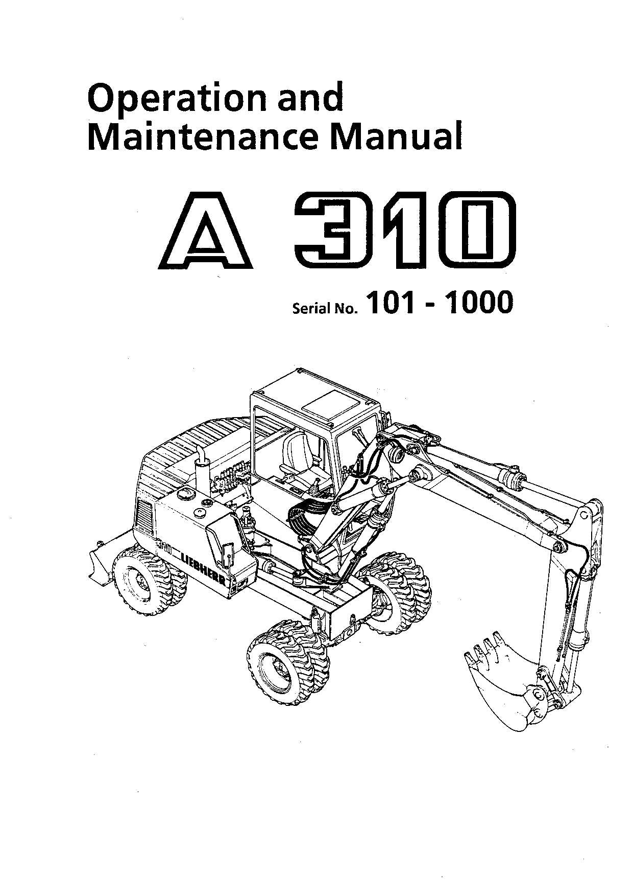 Liebherr A310 Excavator  Operators manual