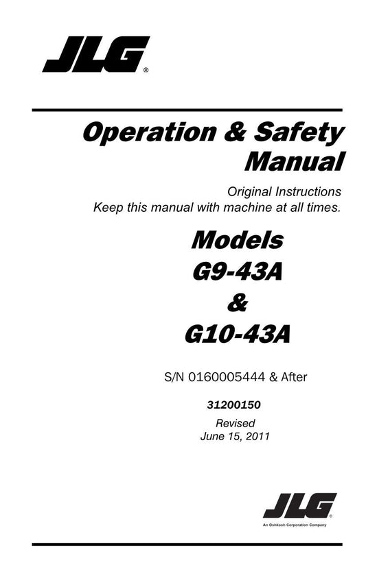 JLG G10-43A G9-43A Telehandler Maintenance Operation Operators Manual