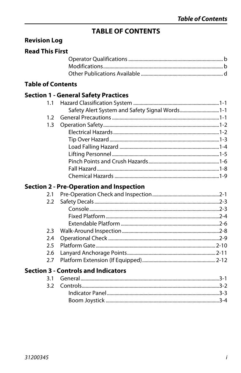 JLG 3513PS 4013PS 4014PS 4017PS Telehandler Operators Manual