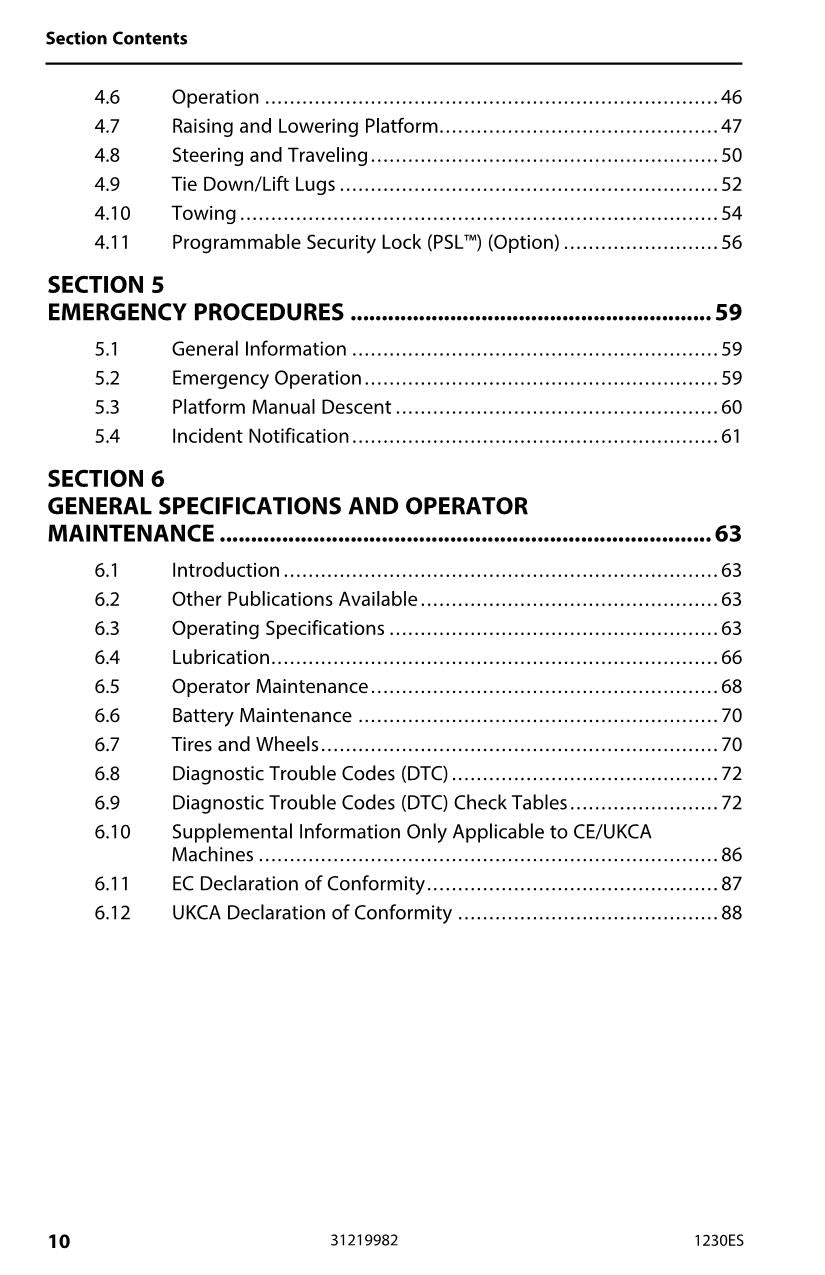 JLG 1230ES Vertical Mast Maintenance Operation Operators Manual 31219982