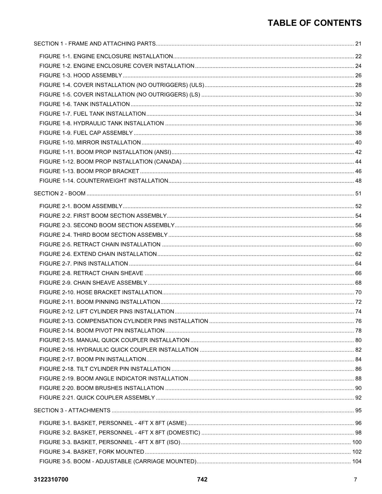 JLG  742 Telehandler Parts Catalog Manual