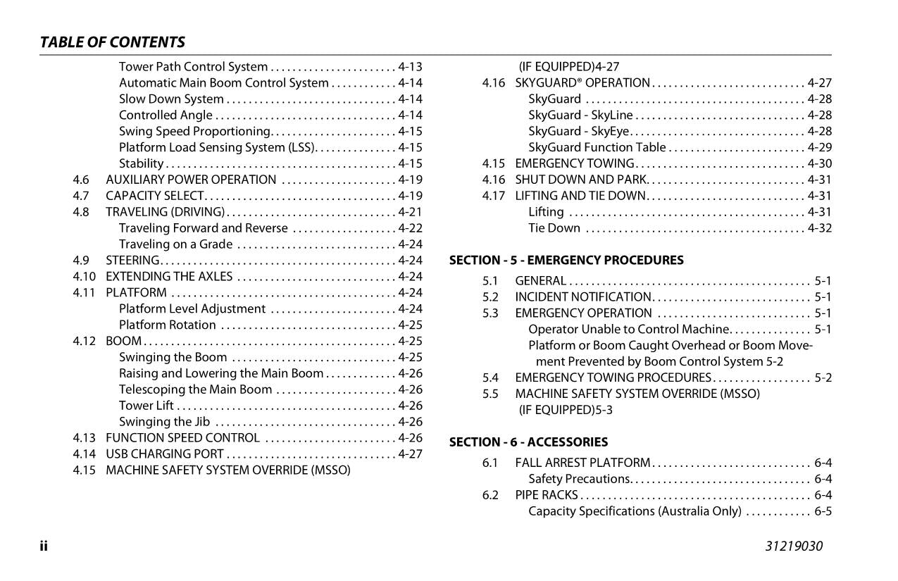 JLG 1250AJP Boom Lift Maintenance Operation Operators Manual 31219030