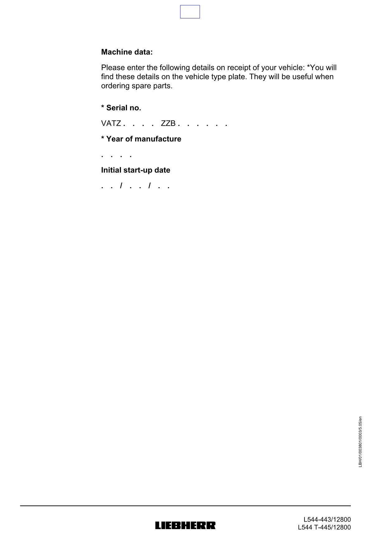 Liebherr L544 L544 T Wheel Loader Operators manual