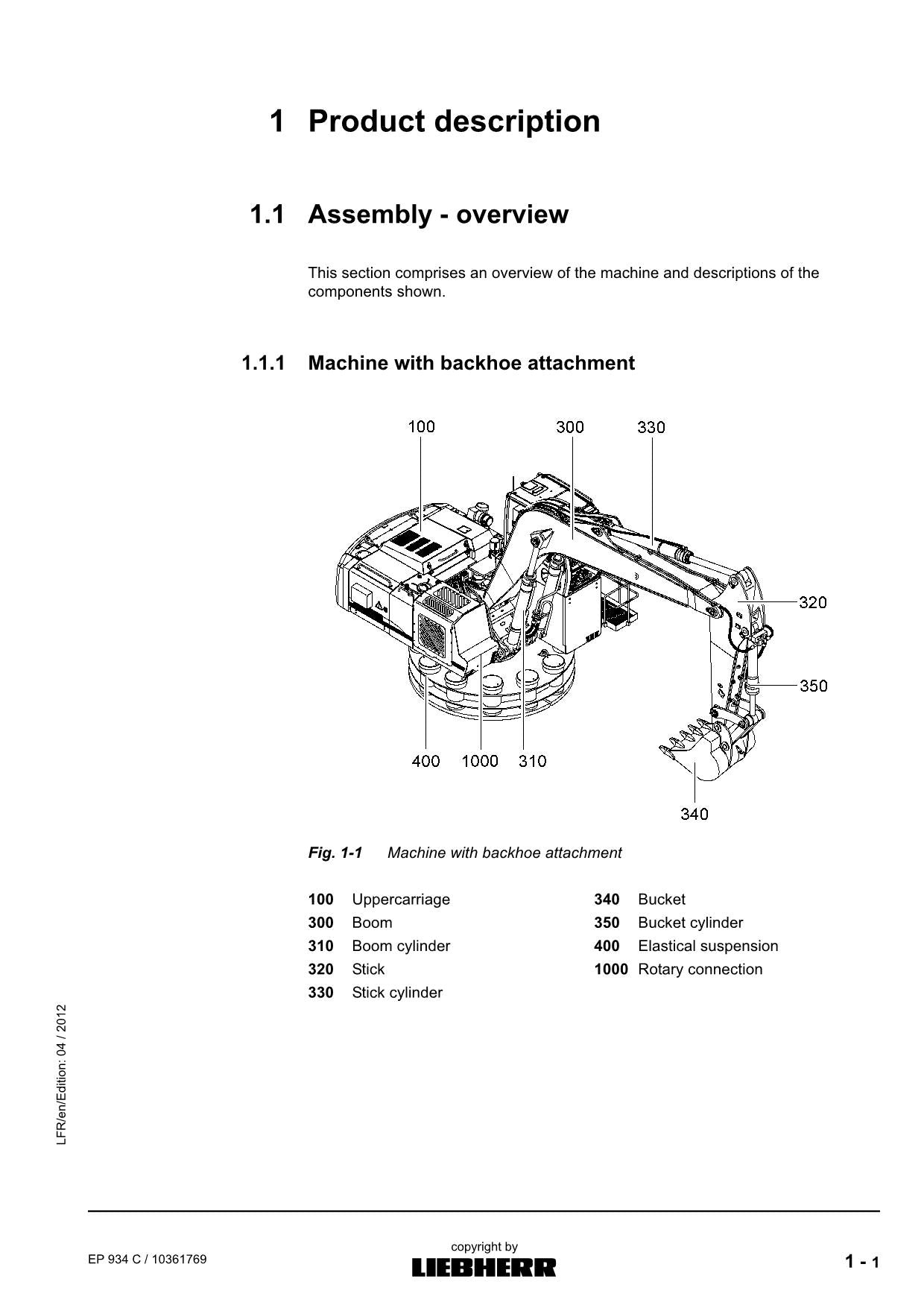 Liebherr EP934 C Excavator Operators manual