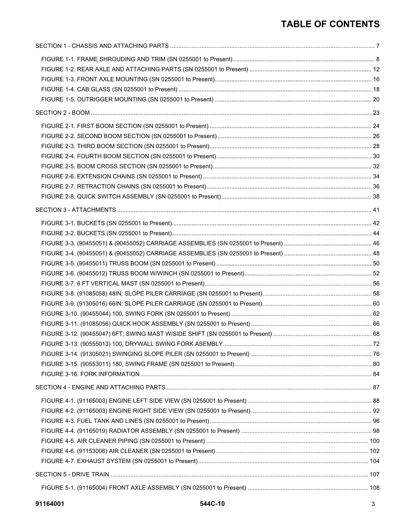 GRADALL JLG 544C-10 Telehandler Parts Catalog Manual