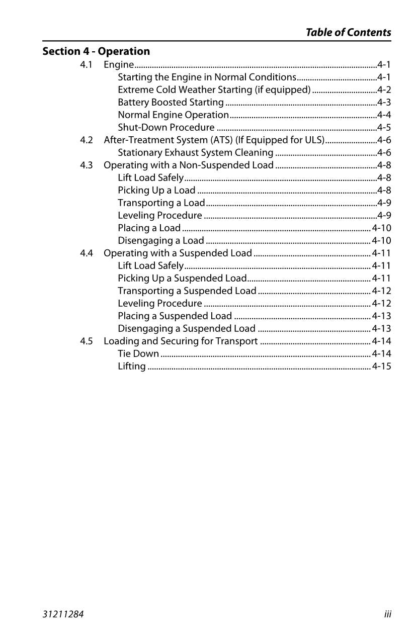 JLG 1644 1732 7013H 8010H Telehandler Maintenance Operators Manual 31211284