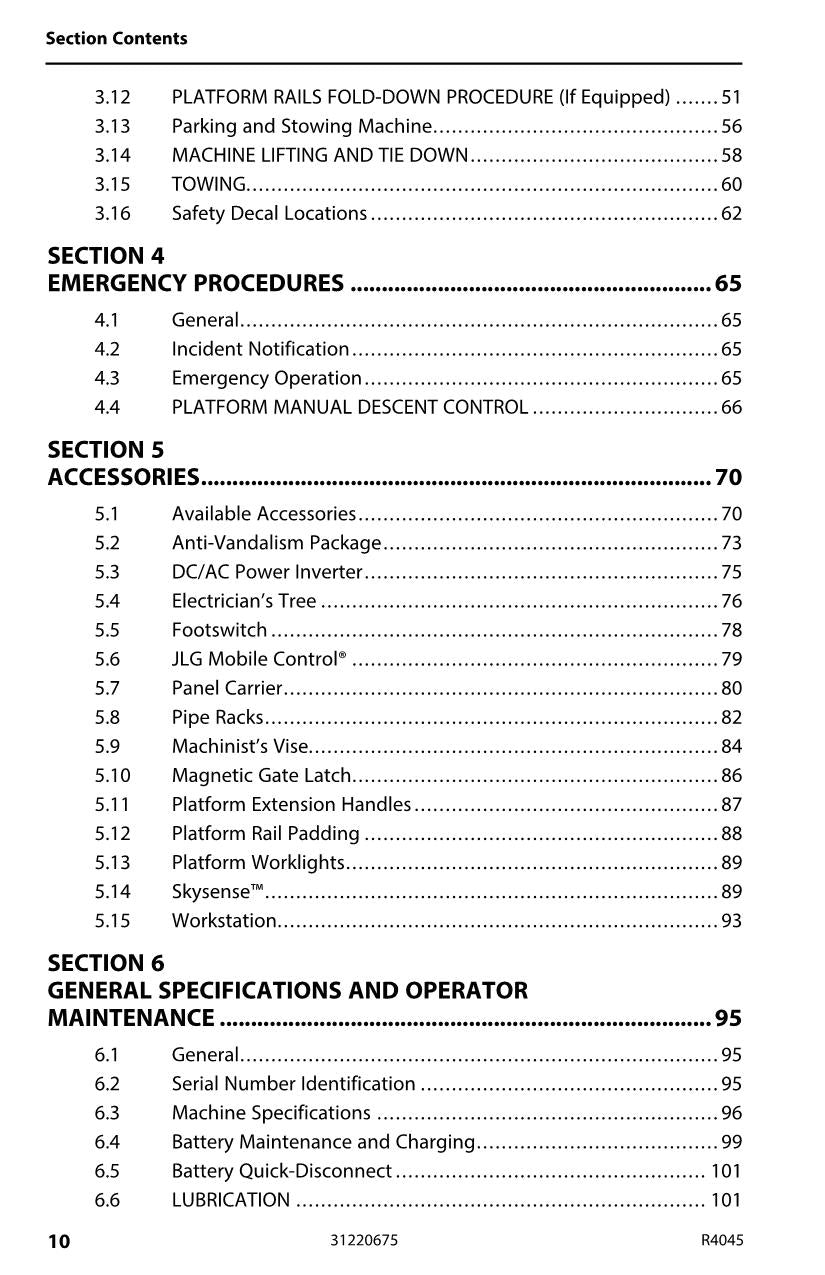 JLG R4045 Scissor Lift Maintenance Operation Operators Manual 31220675