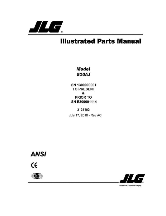 JLG 510AJ Boom Lift Parts Catalog Manual