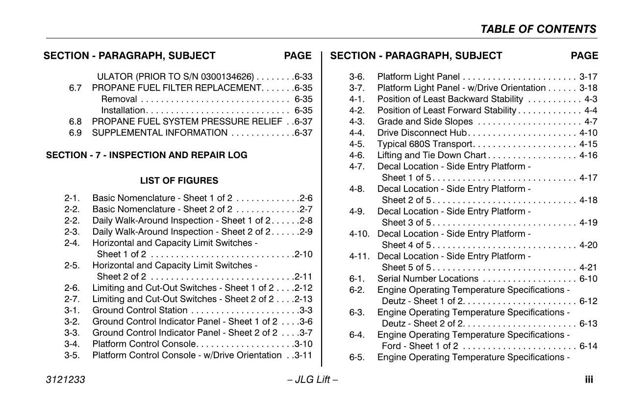 JLG 680S Boom Lift Maintenance Operation Operators Manual 3121233