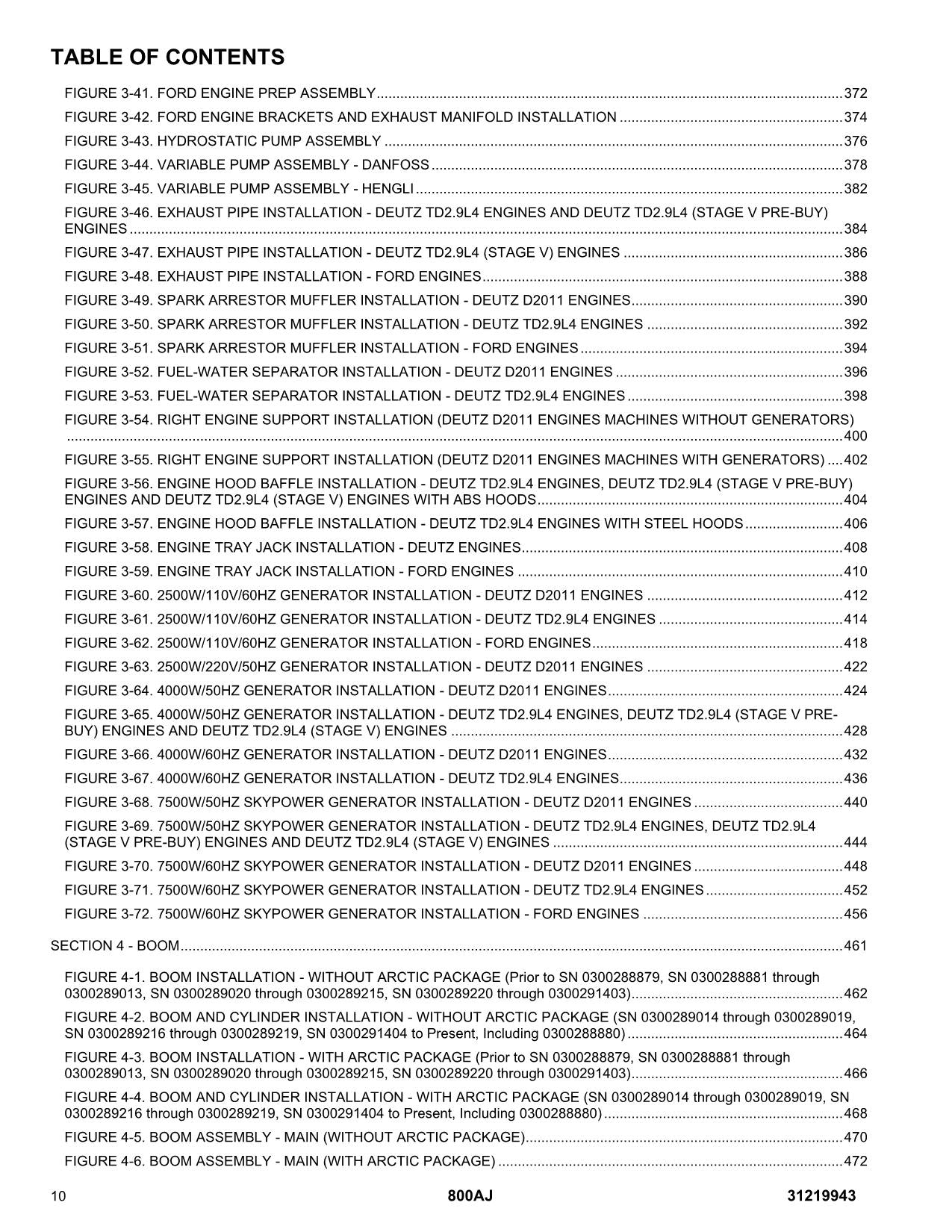 JLG 800AJ Boom Lift Parts Catalog Manual 31219943