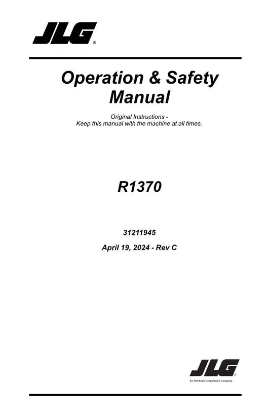 JLG R1370 Telehandler Maintenance Operation Operators Manual