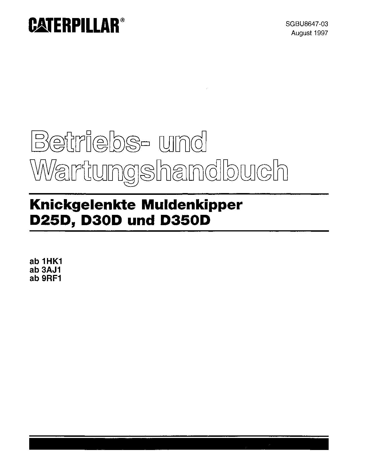 Caterpillar D25D D30D D350D kipper Betriebsanleitung Wartungshandbuch Buch