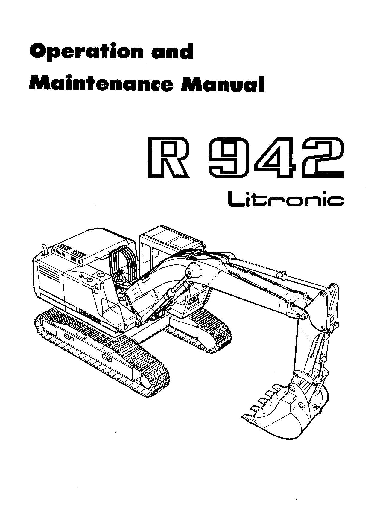 Liebherr R942 Litronic Excavator Operators manual serial 3001