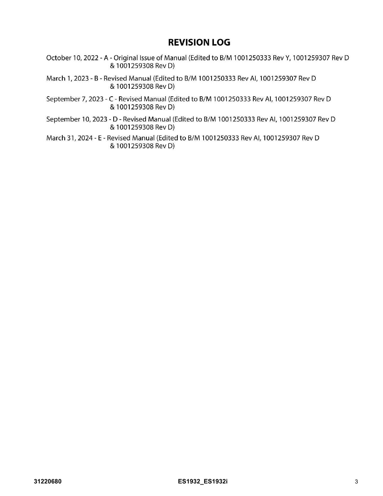 JLG ES1932 ES1932i Vertical Mast Parts Catalog Manual