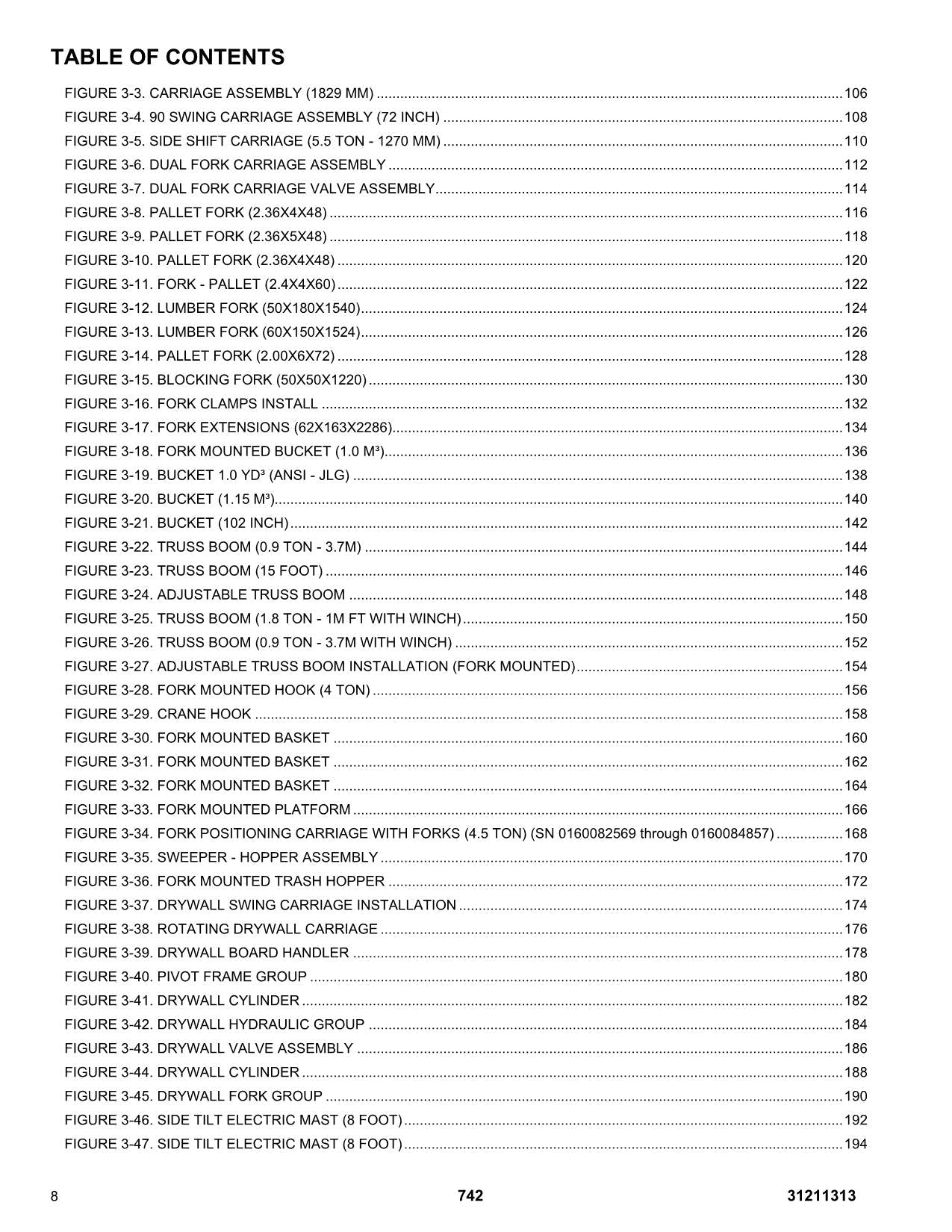 JLG 742 Telehandler Parts Catalog Manual Prior to 0160100493