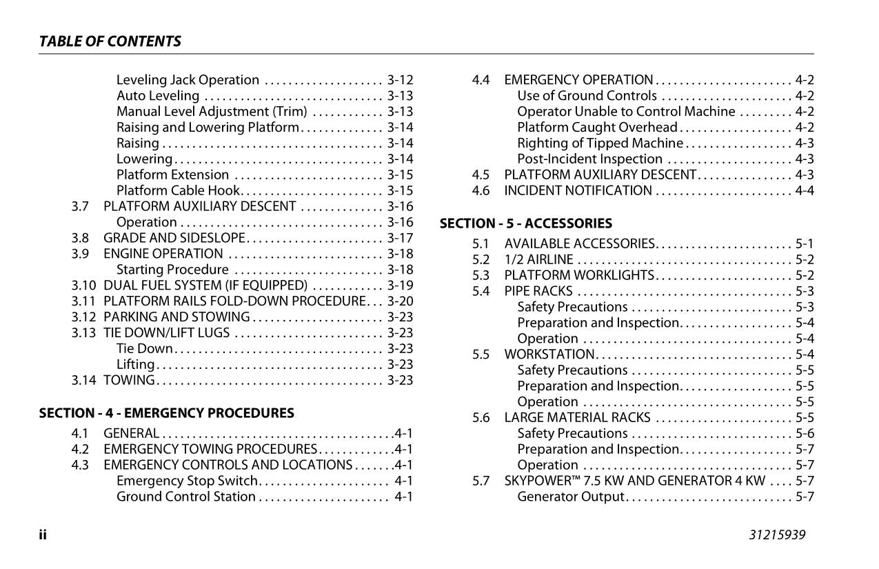 JLG RT5394 Scissor Lift Maintenance Operation Operators Manual 31215939