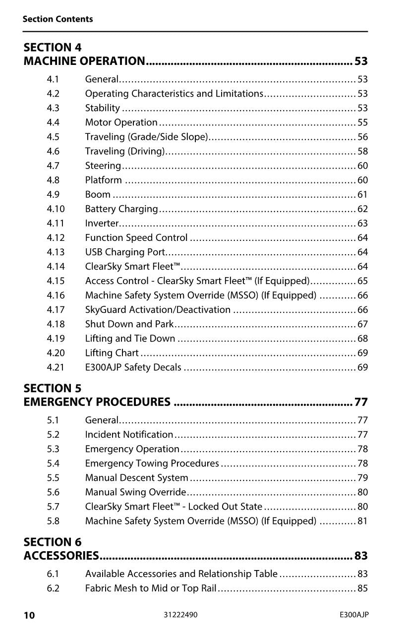 JLG E300AJP Boom Lift Maintenance Operation Operators Manual 31222490