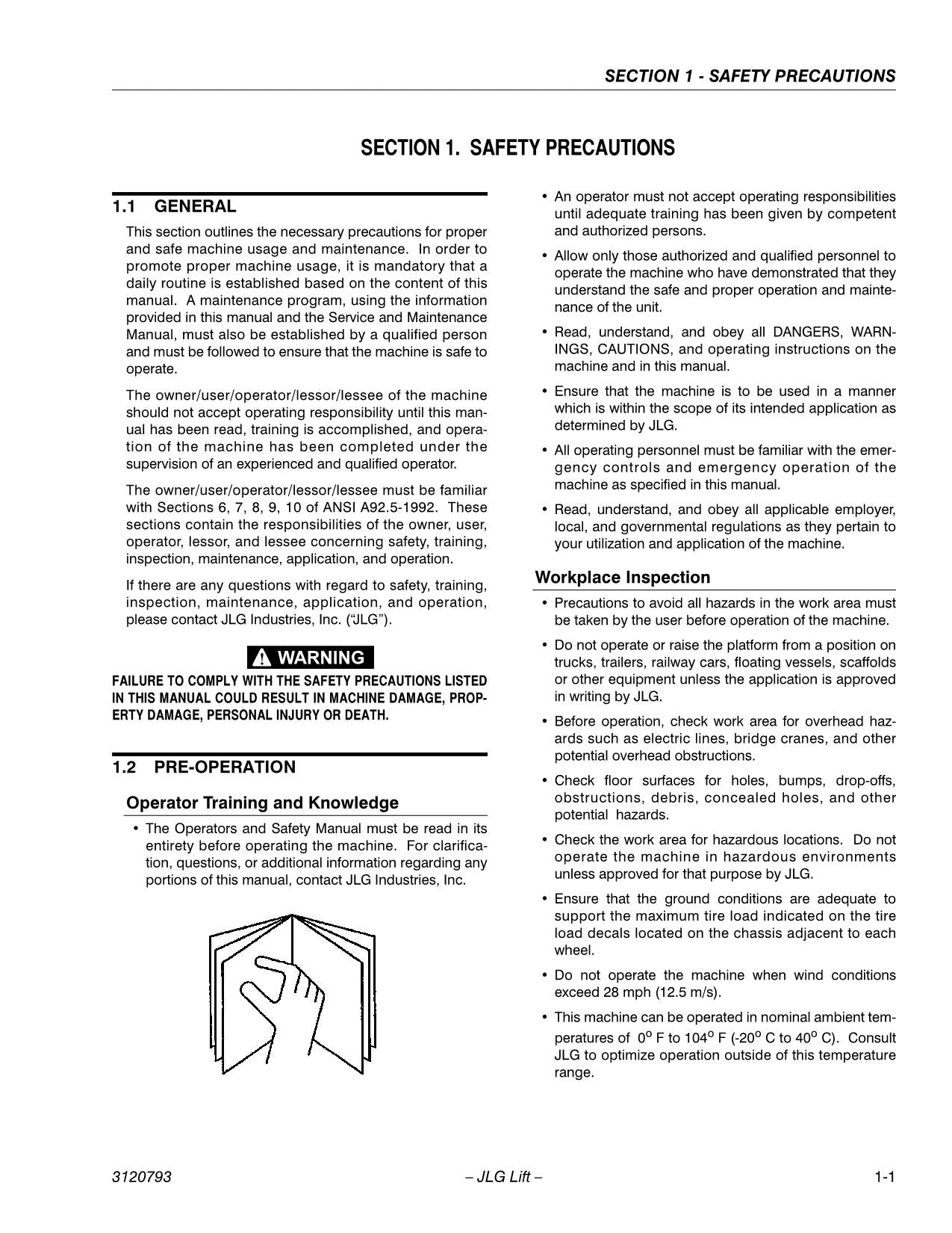 JLG 600SC 600SJC 660SJC Boom Lift Maintenance Operation Operators Manual 3120793