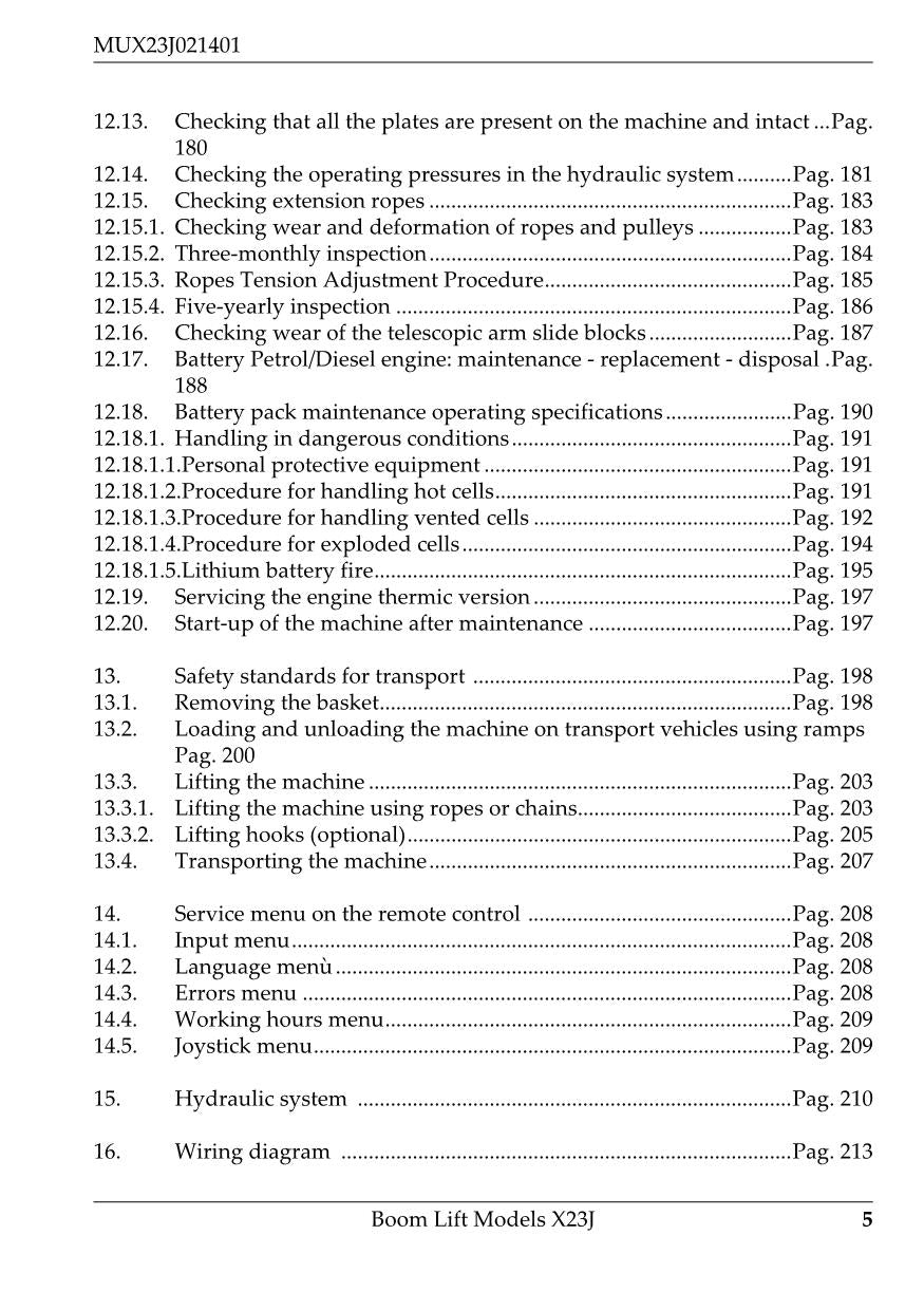 JLG X23J Compact Crawler Boom Maintenance Operation Operators Manual