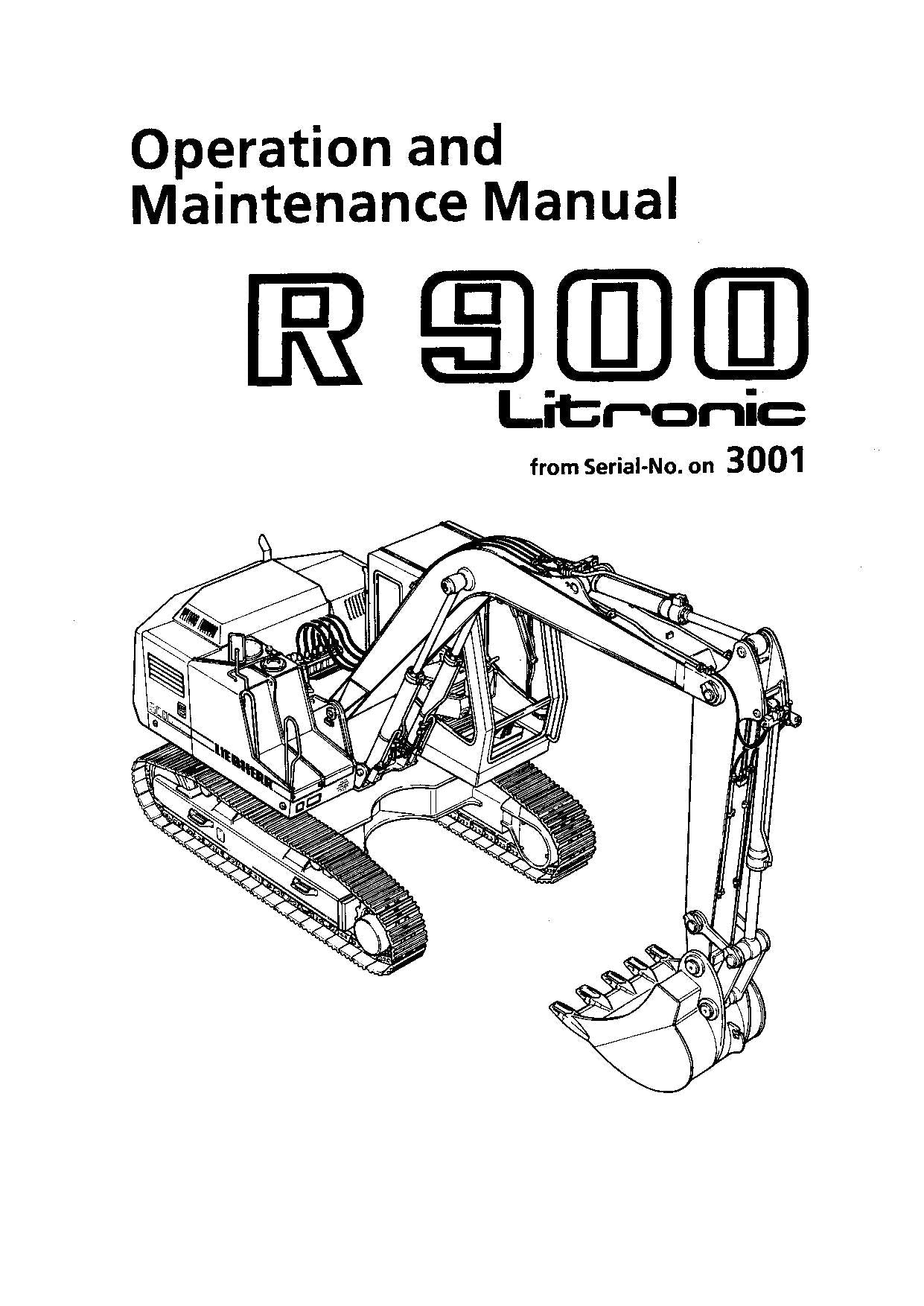 Liebherr R900 Litronic Excavator Operators manual serial 368/3001