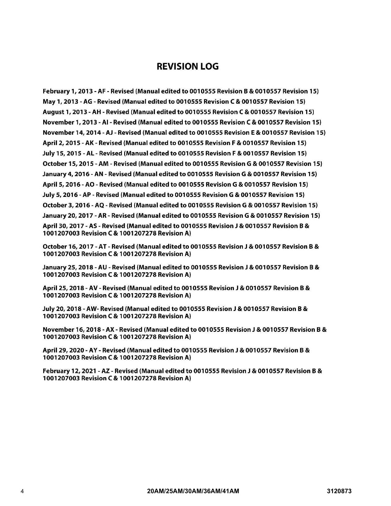 JLG 20AM 25AM 30AM 36AM 41AM Vertical Mast Parts Catalog Manual