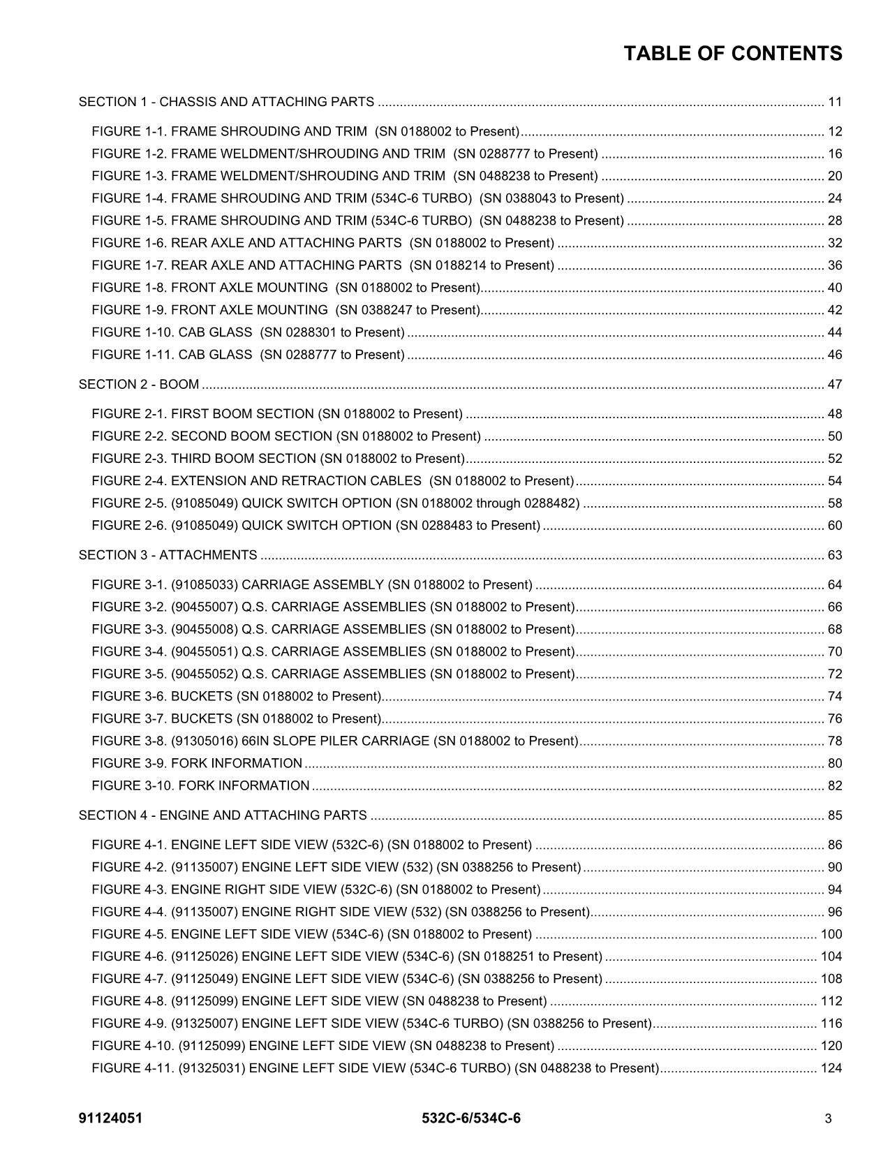 GRADALL JLG 532C-6 534C-6 Telehandler Parts Catalog Manual