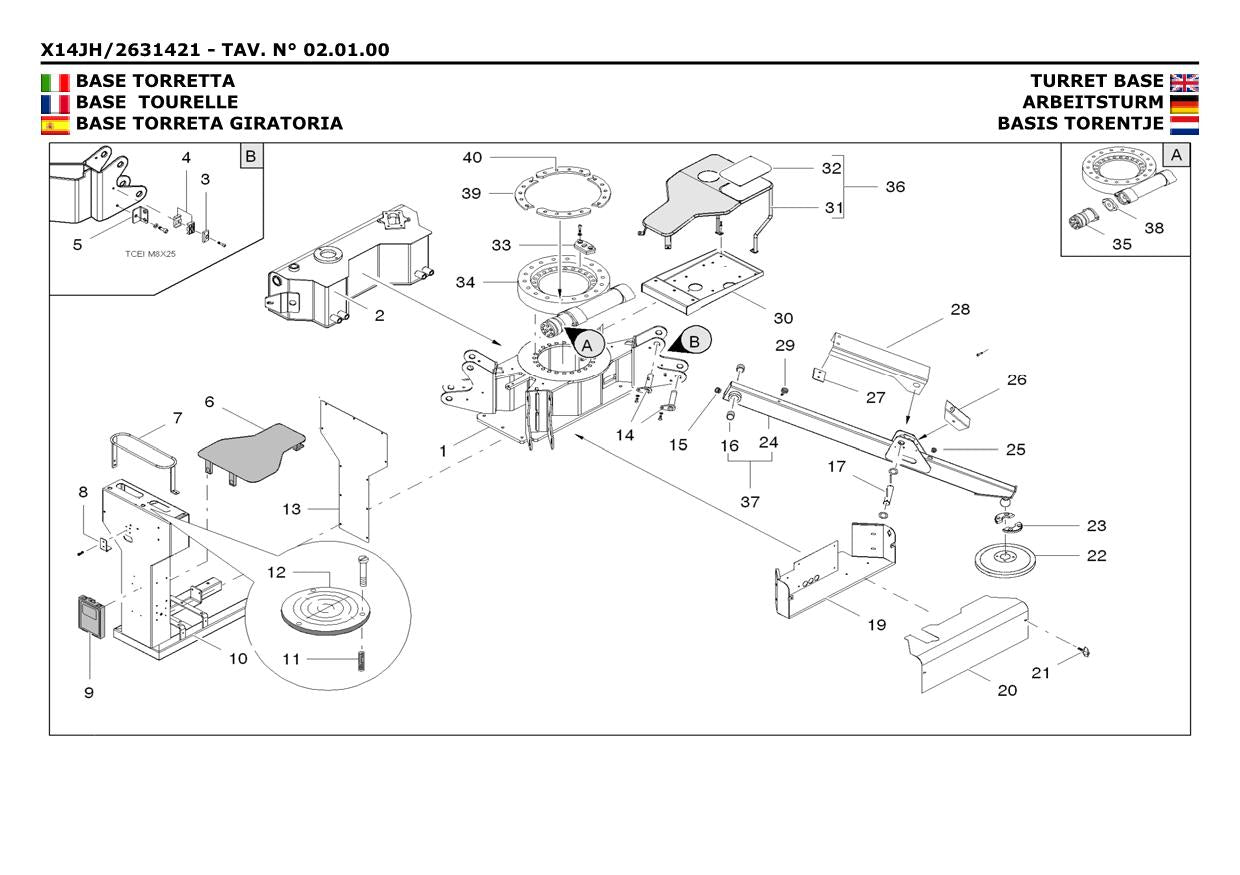 JLG X14JH Compact Crawler Boom Parts Catalog Manual 31219115 Multi languages