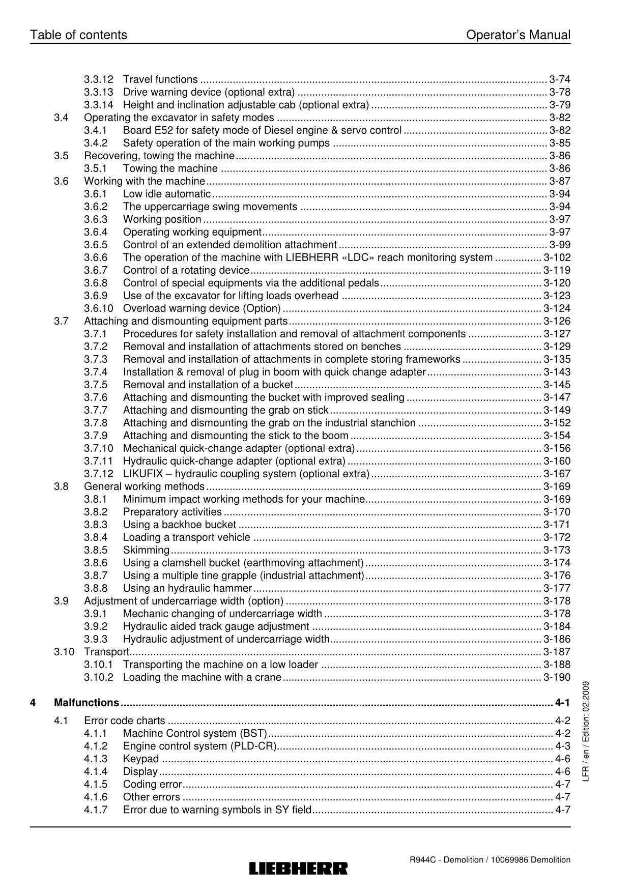 Liebherr R944 C Demolition Excavator Operators manual serial 22915