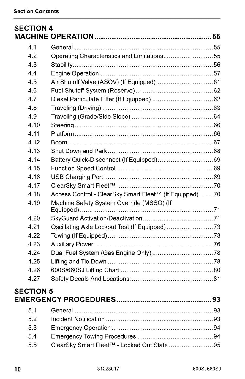 JLG 600S 660SJ Boom Lift Maintenance Operation Operators Manual 31223017